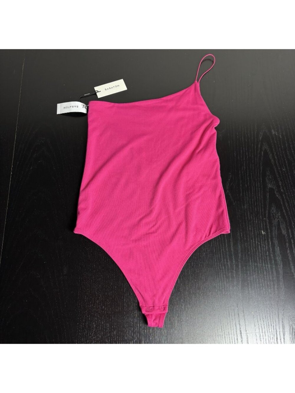 NWT BABATON Womens M Contour One-Shoulder Thong Bodysuit in Eros Pink